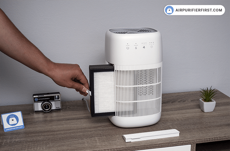 Then, remove the old HEPA filter from the machine.