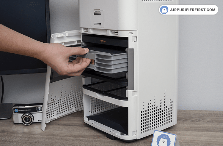 Taking out the collecting plates from Airdog X3 air purifier.