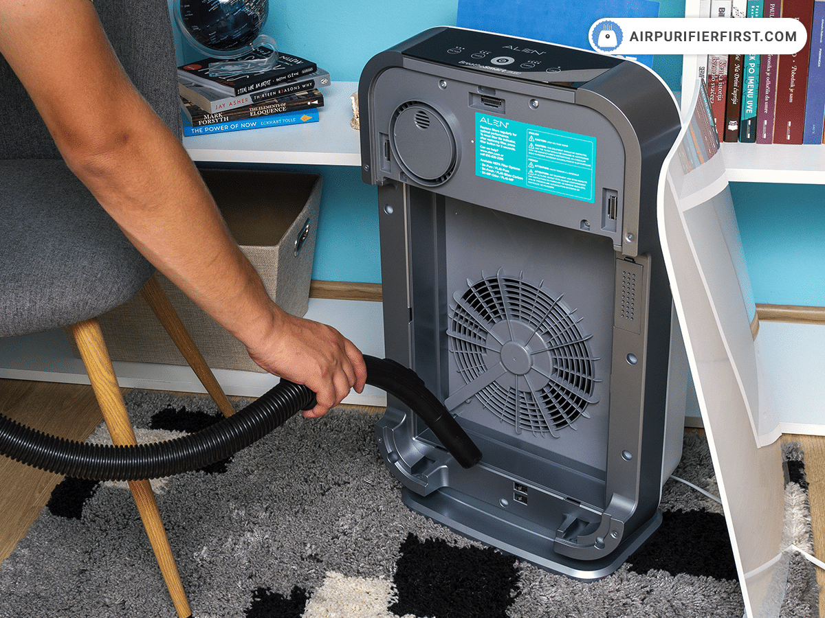 Vacuuming the air purifier.