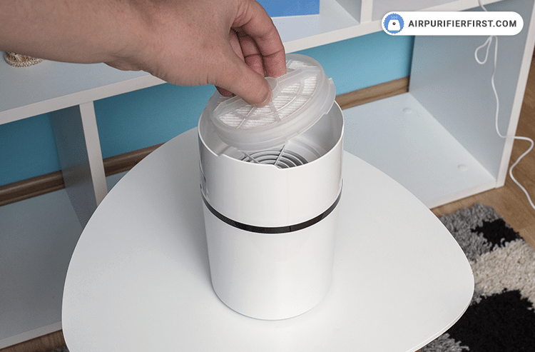 Next, unscrew the old HEPA filter clockwise, and remove it from the device.