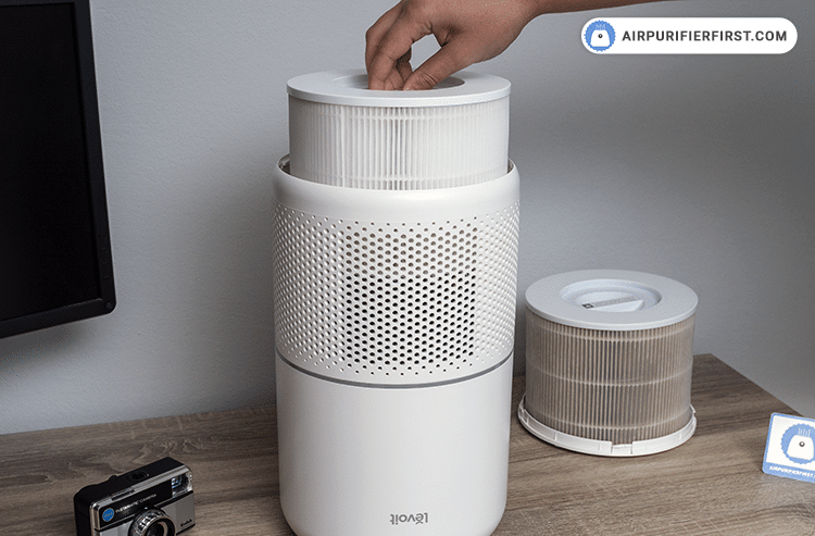 Placing the new filter inside the Levoit Core 300