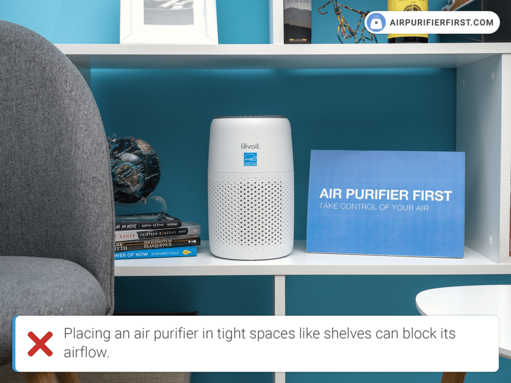 Placing the air purifier on the shelf